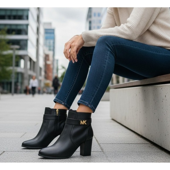 Michael Kors Shoes - MICHAEL Michael Kors Jilly Black Faux Pebbled Leather Ankle Boots US 9M